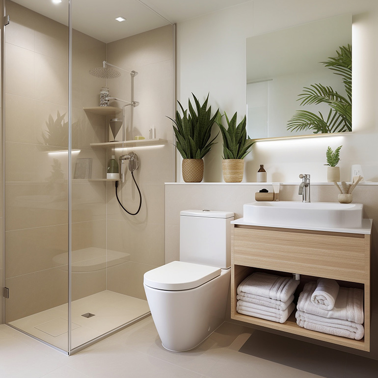 Petite salle de bain aménagée