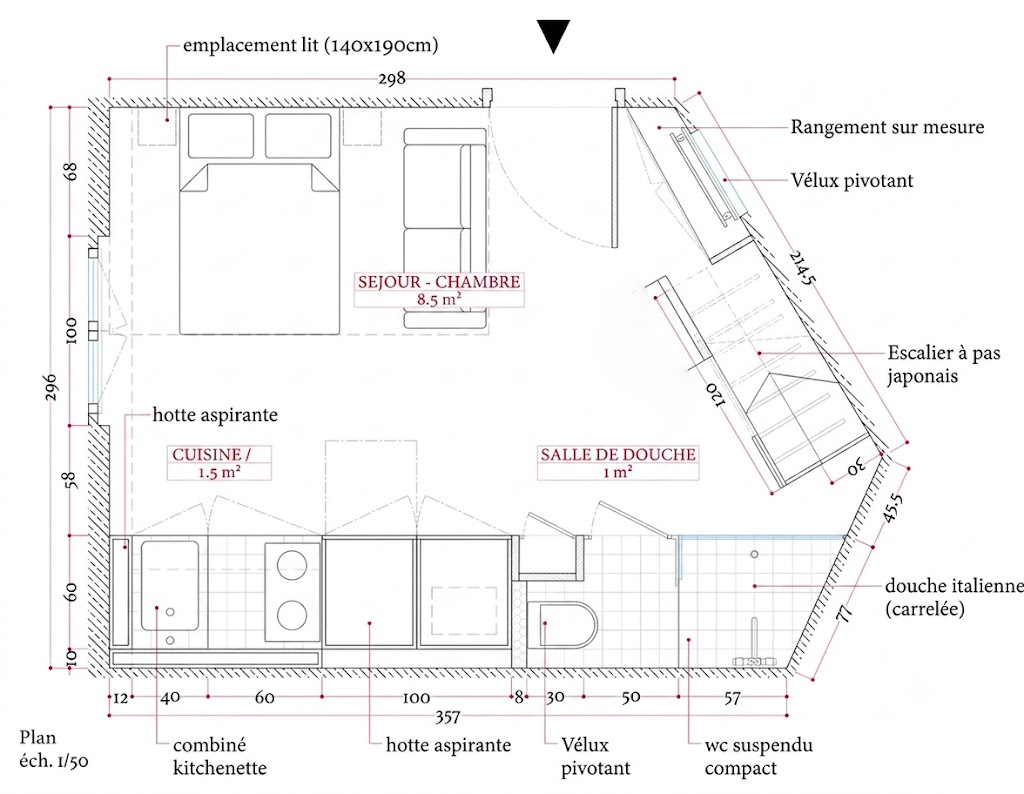 Plan chambre de bonne rénovation