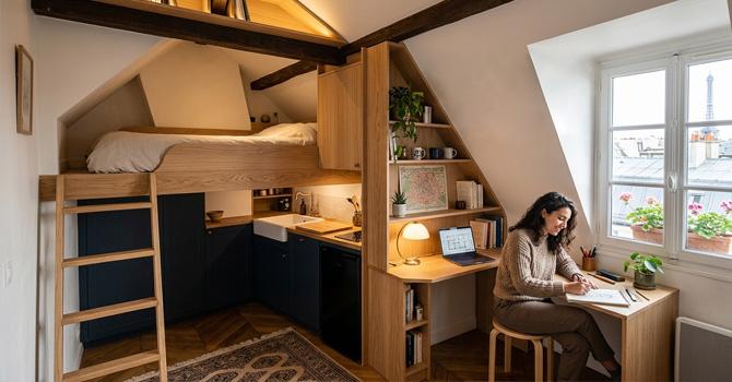meubles sur-mesure chambre de bonne Paris